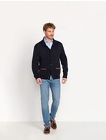 Cardigan mit Lederdetails, HIGHMOOR