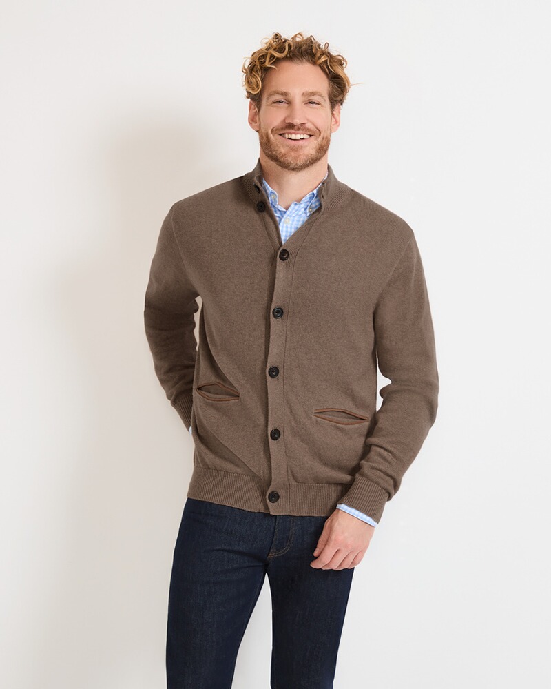 Cardigan mit Lederdetails, HIGHMOOR