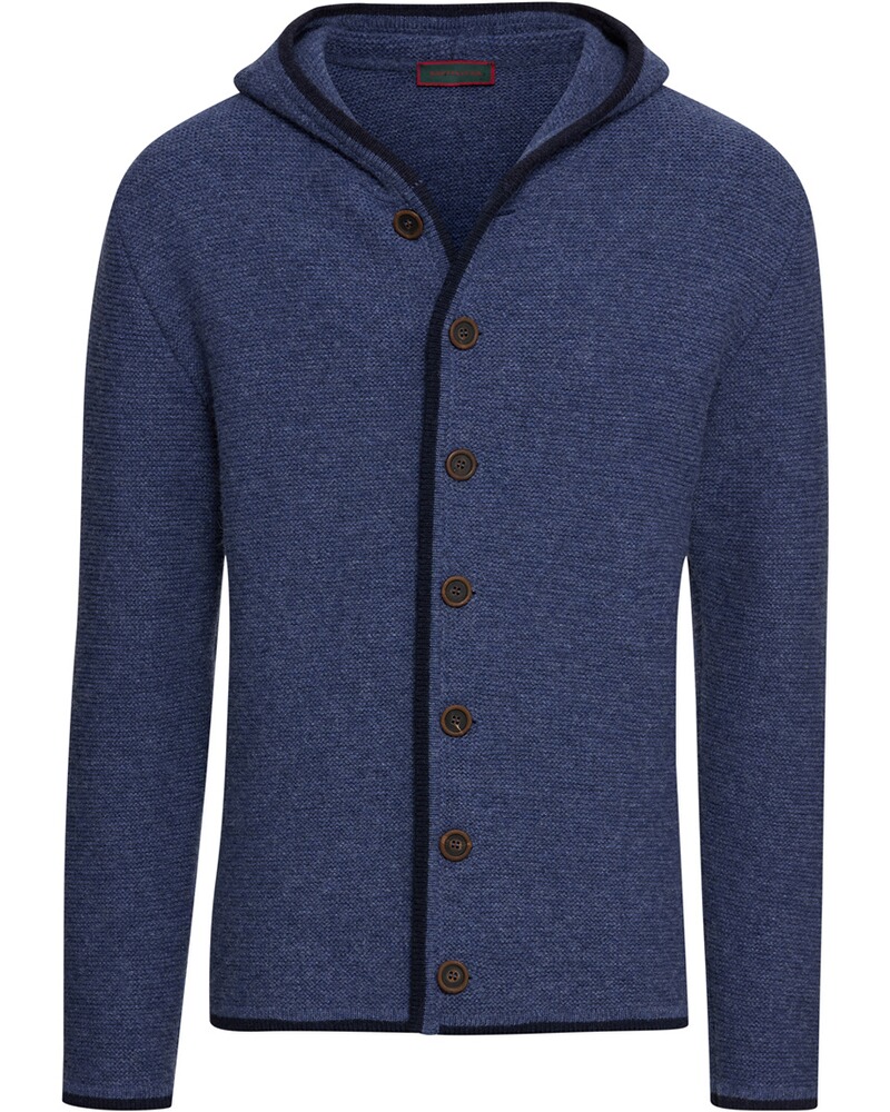 Linksstrickjacke mit Kapuze