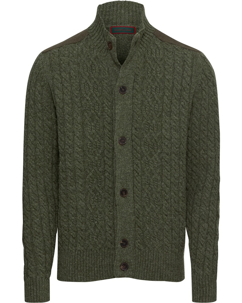 Zopfstrickjacke mit Kontrastdetails