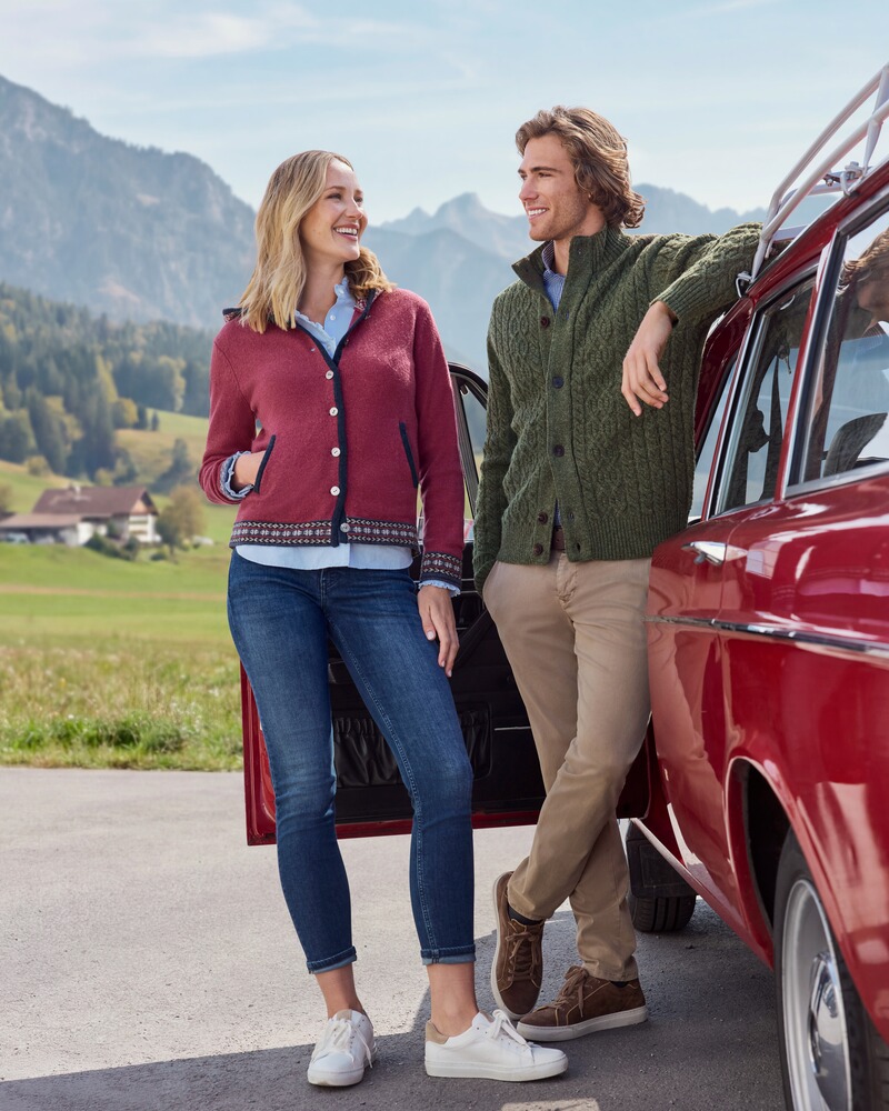 Zopfstrickjacke mit Kontrastdetails, REITMAYER