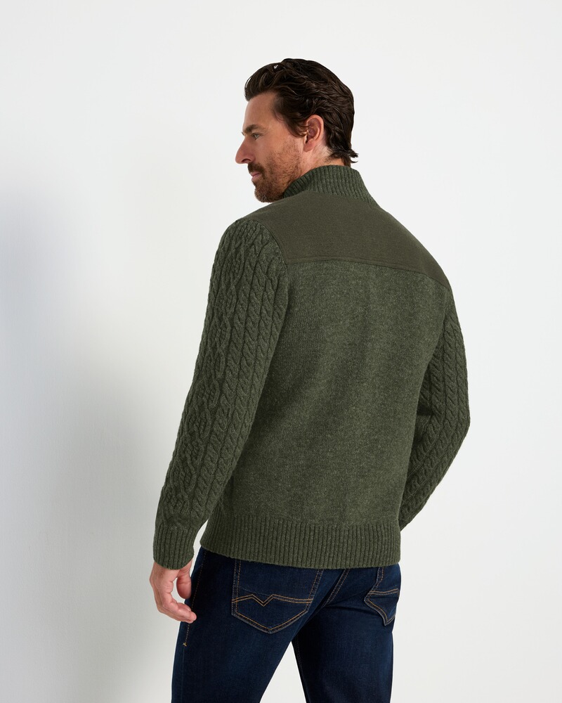 Zopfstrickjacke mit Kontrastdetails, REITMAYER