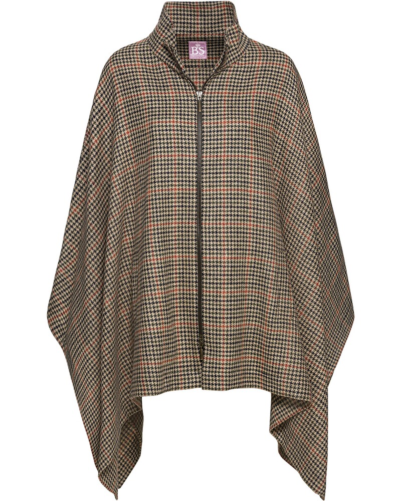 Karo-Poncho mit Hahnentritt-Muster