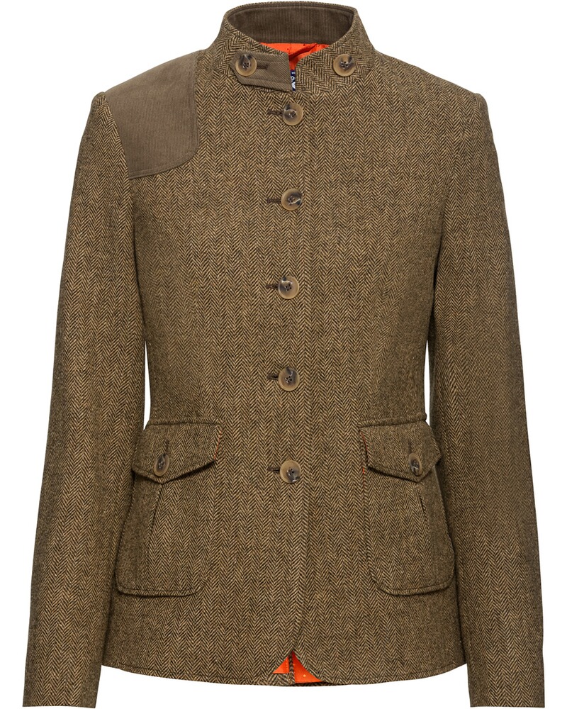 Stehkragenjacke im Fischgratmuster