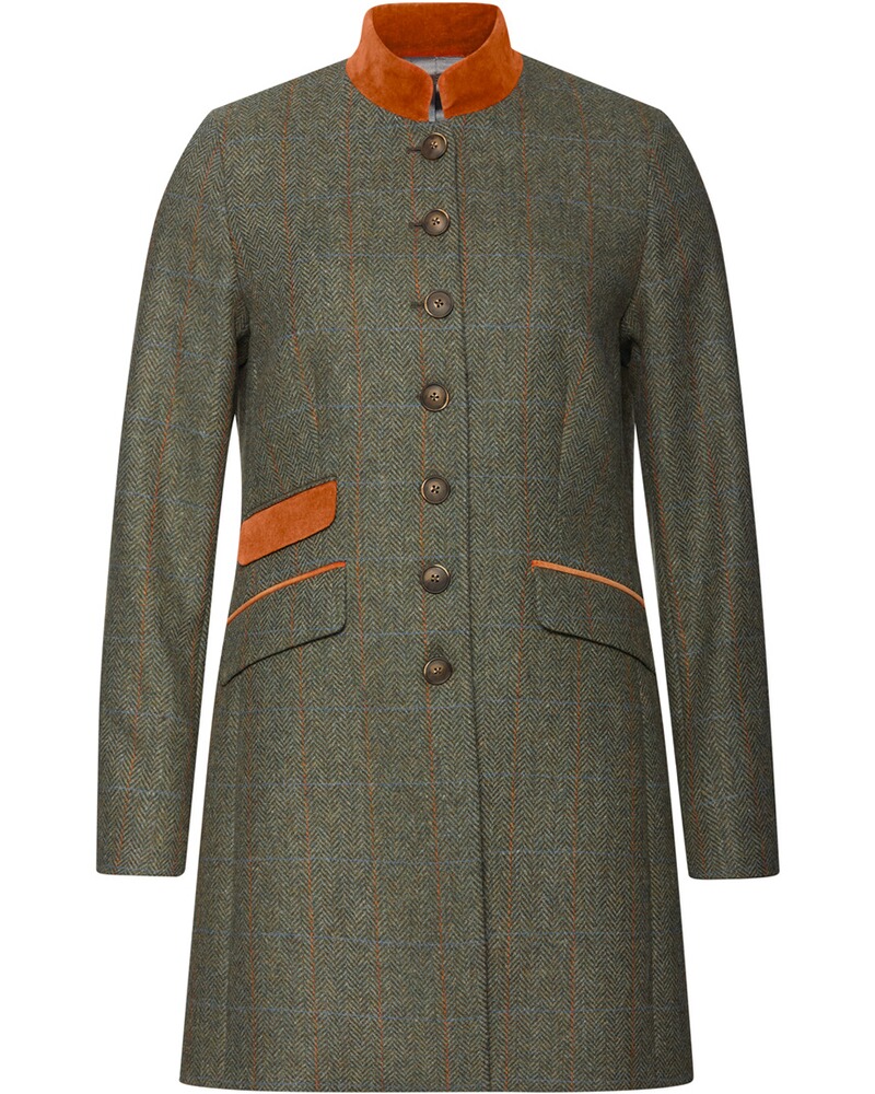 Tweed-Gehrock mit Samtdetails