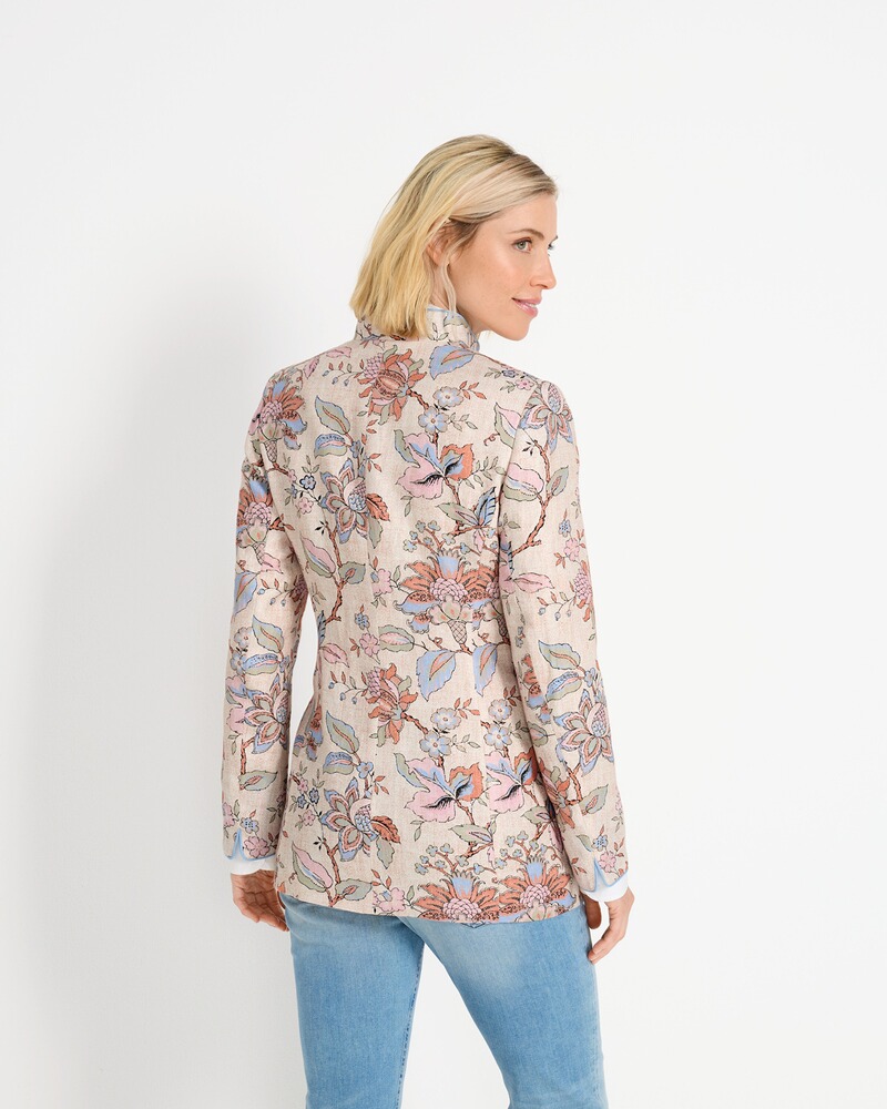 Leinenjacke mit Blumendruck, HIGHMOOR