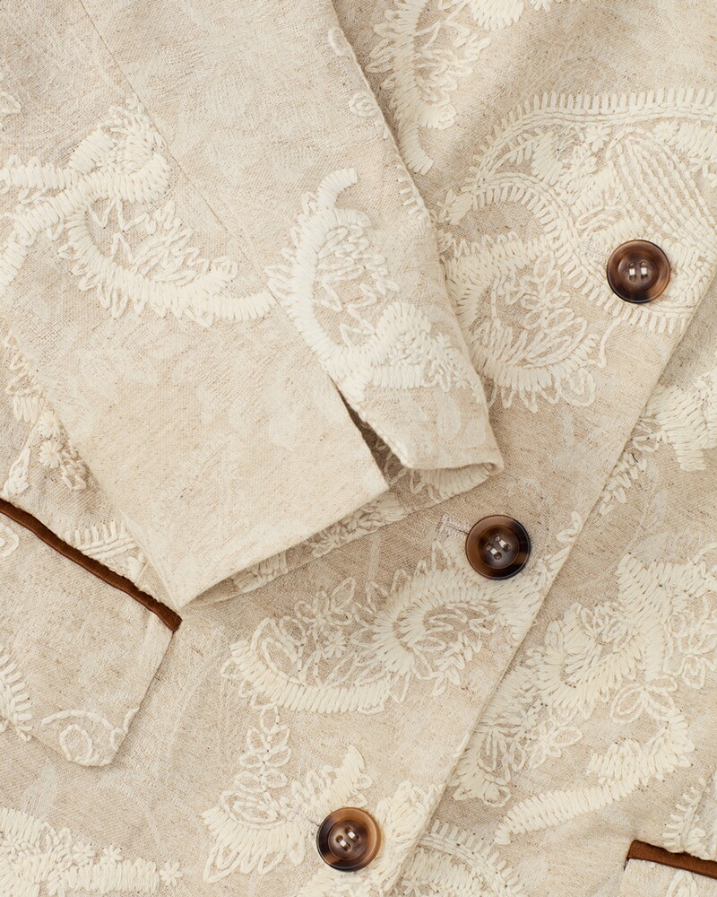 Bestickter Jacquard-Gehrock, White Label