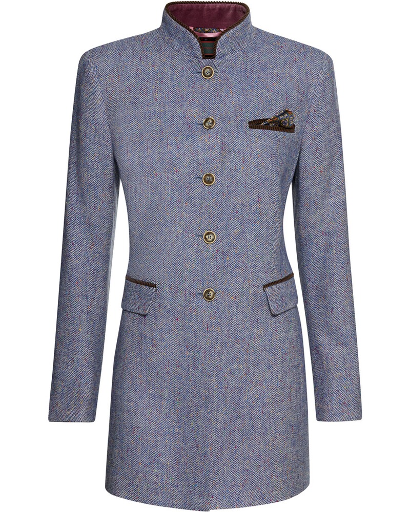 Tweed-Gehrock mit Samtdetails