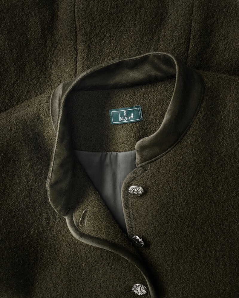 Stehkragenjacke mit Samtdetails, Luis Steindl