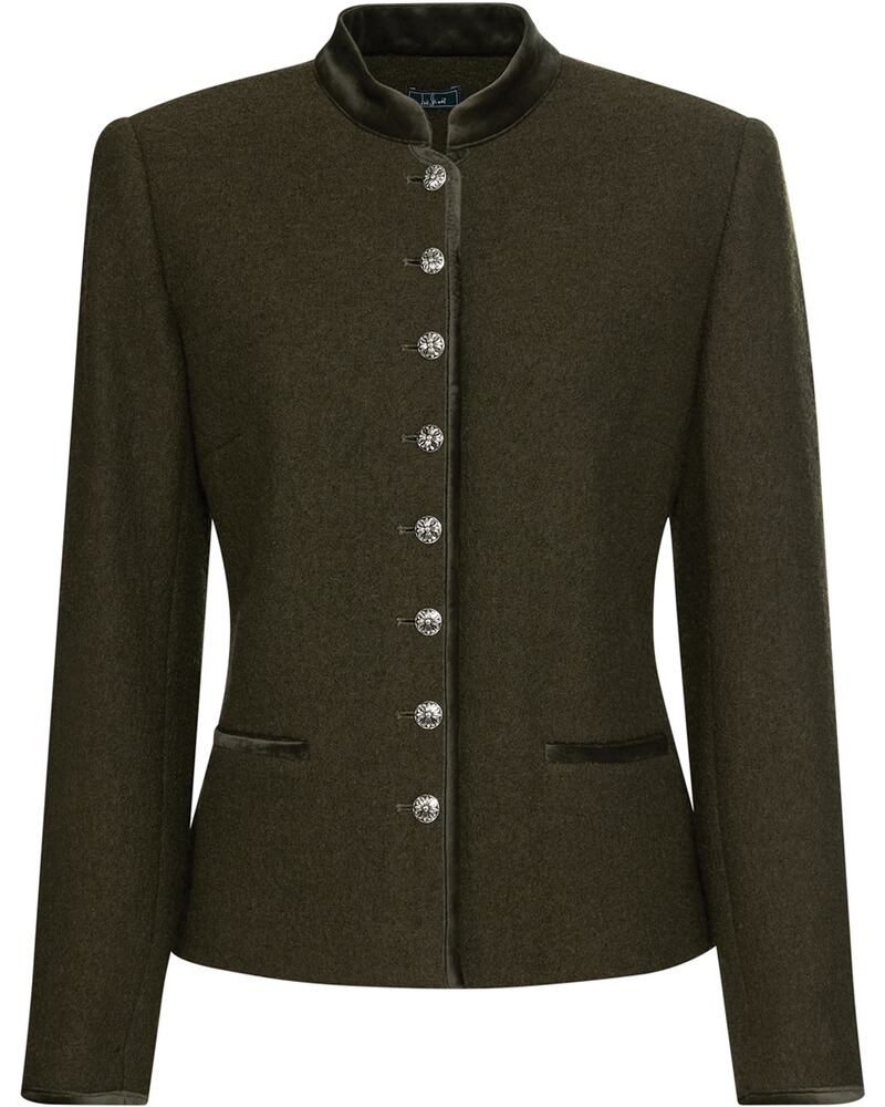 Stehkragenjacke mit Samtdetails