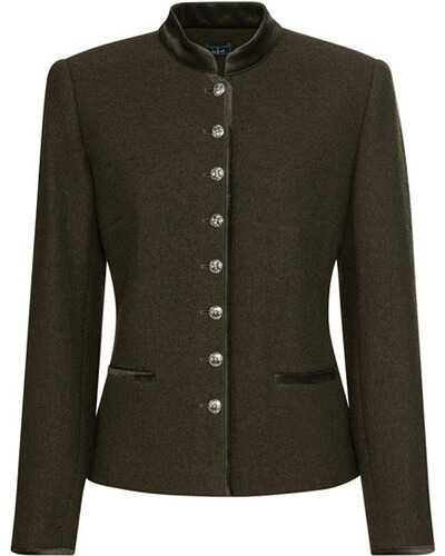 Stehkragenjacke mit Samtdetails, Luis Steindl
