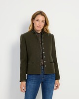 Stehkragenjacke mit Samtdetails, Luis Steindl