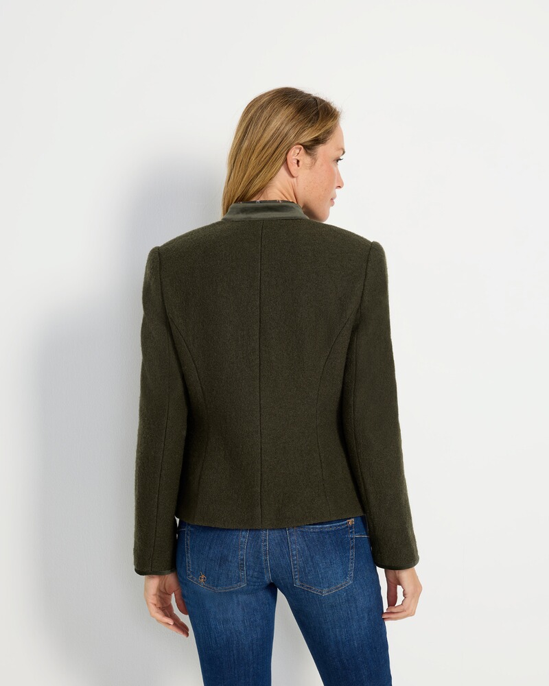 Stehkragenjacke mit Samtdetails, Luis Steindl