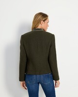 Stehkragenjacke mit Samtdetails, Luis Steindl