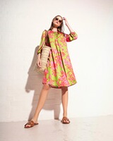 3/4-Arm-Kleid mit Allover-Blumenmuster, White Label