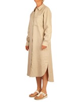 Midi-Hemdblusenkleid aus Leinen, White Label