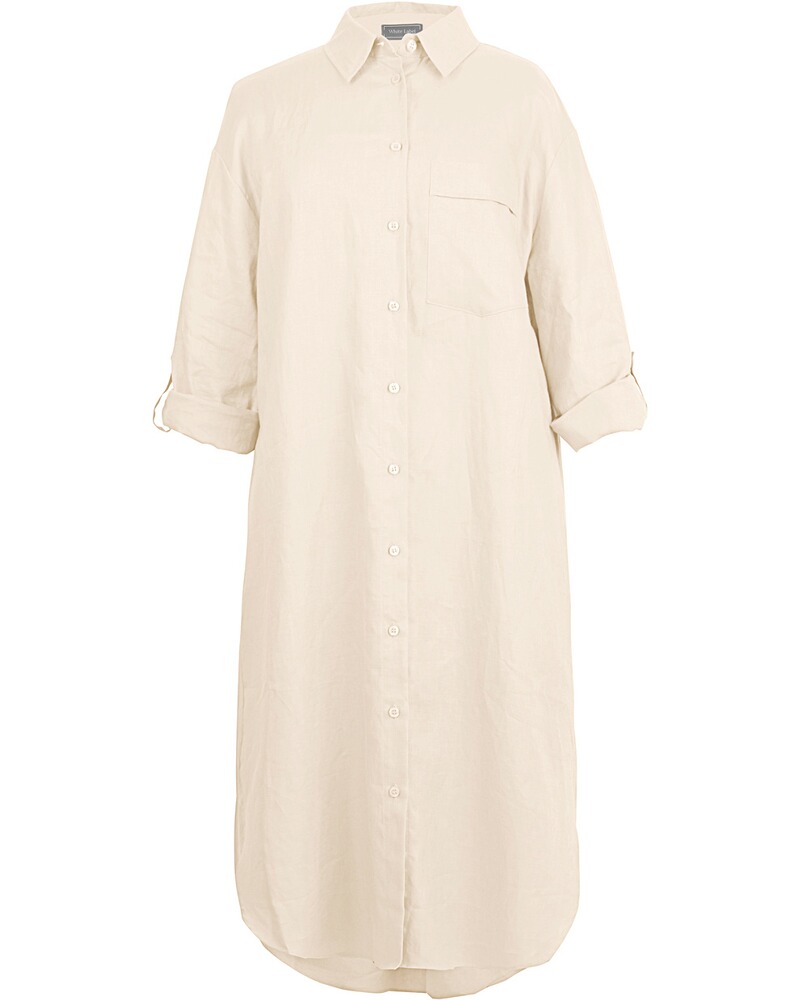 Midi-Hemdblusenkleid aus Leinen