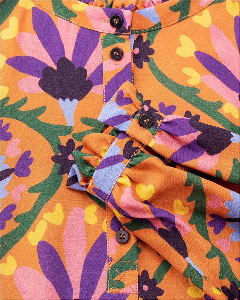 Midi-Kleid mit floralem Allover-Print, farm um's herz