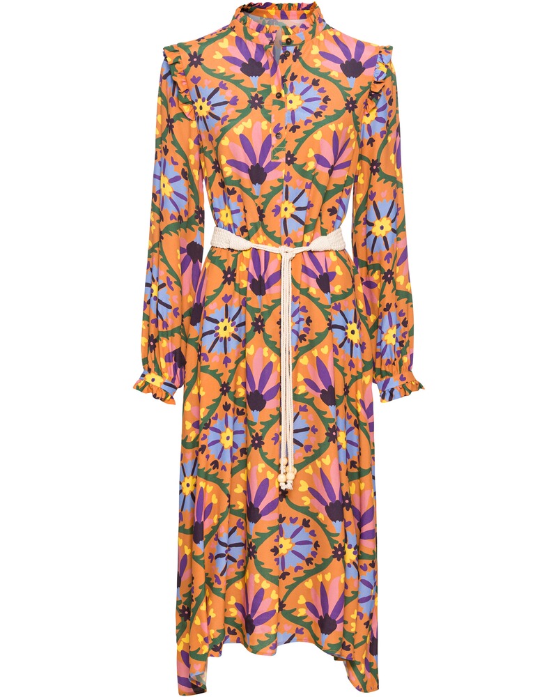 Midi-Kleid mit floralem Allover-Print
