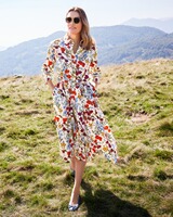 Midi-Kleid mit floralem Allover, HIGHMOOR