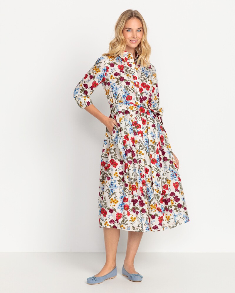 Midi-Kleid mit floralem Allover, HIGHMOOR