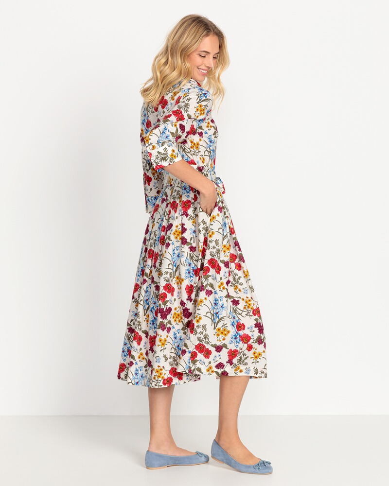Midi-Kleid mit floralem Allover, HIGHMOOR