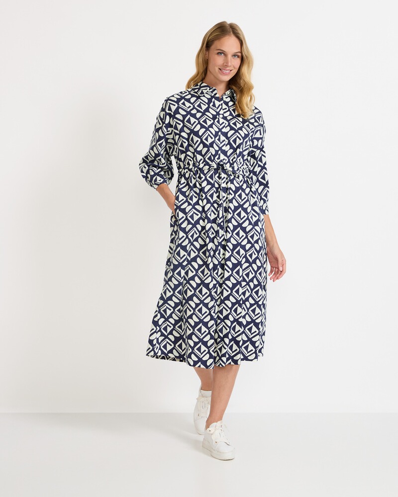 Hemdblusenkleid mit Print, POLICELAND