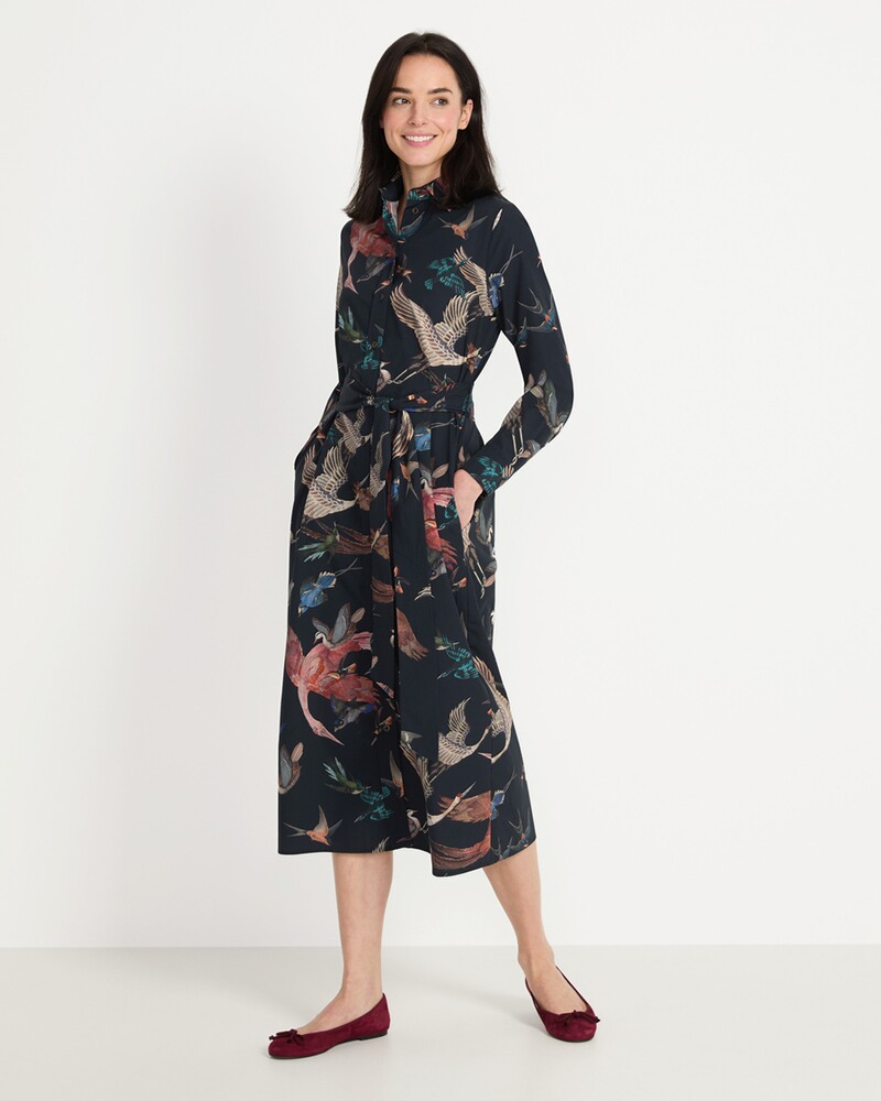 Hemdblusenkleid mit Vogelmotiven, Brigitte von Schönfels