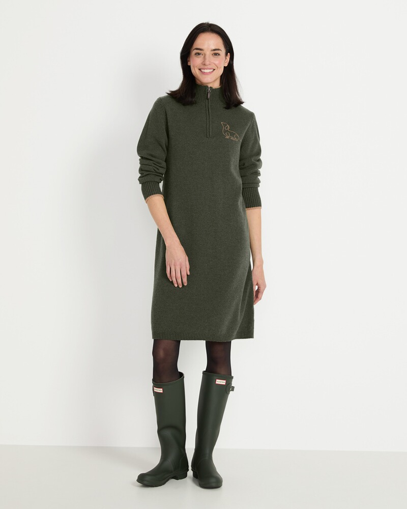 Strickkleid mit Hundemotiv, Brigitte von Schönfels