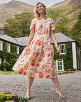 Halbarm-Kleid mit Rosendruck, HIGHMOOR