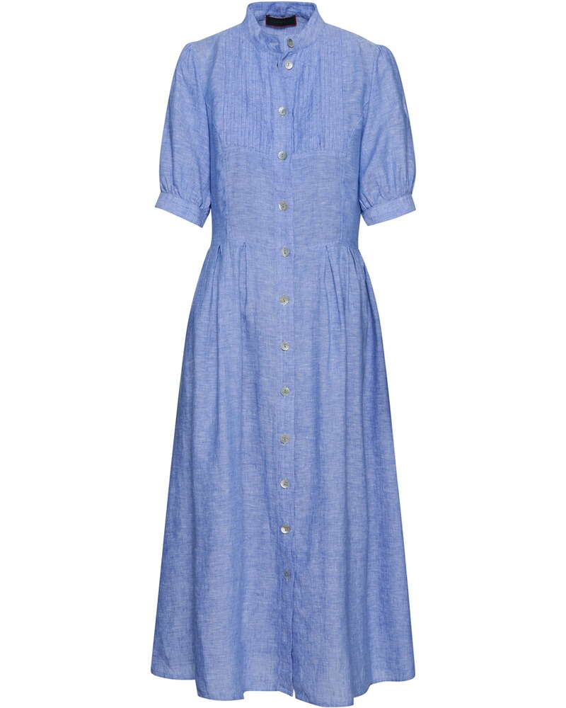 Hochgeschlossenes Leinenkleid