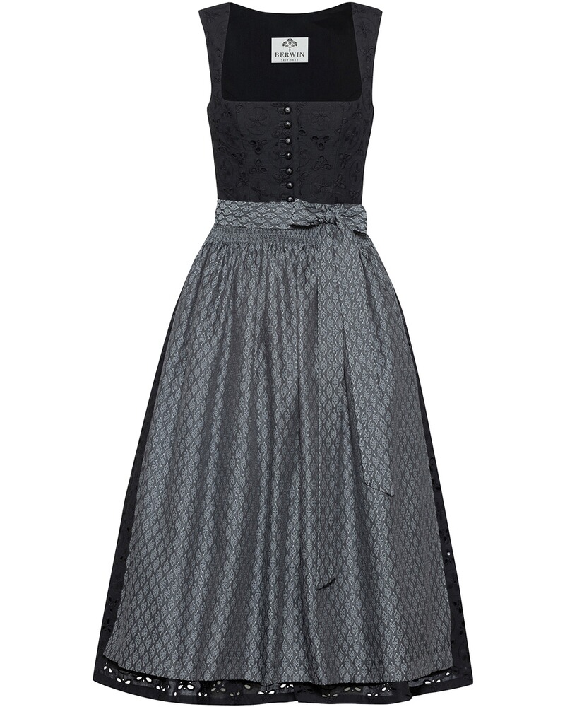 Langes Dirndl mit Lochstickerei