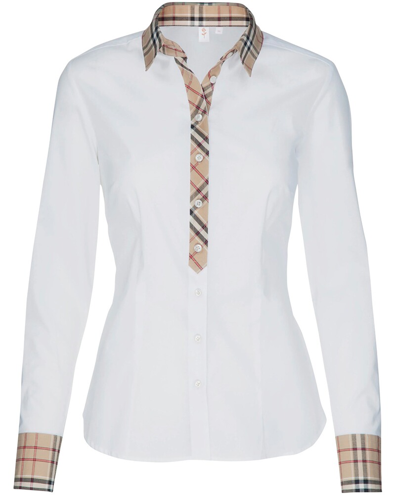 Langarm-Bluse mit Karobesatz