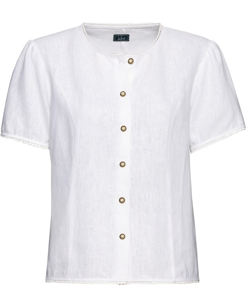 Leinenbluse mit Spitzenkante