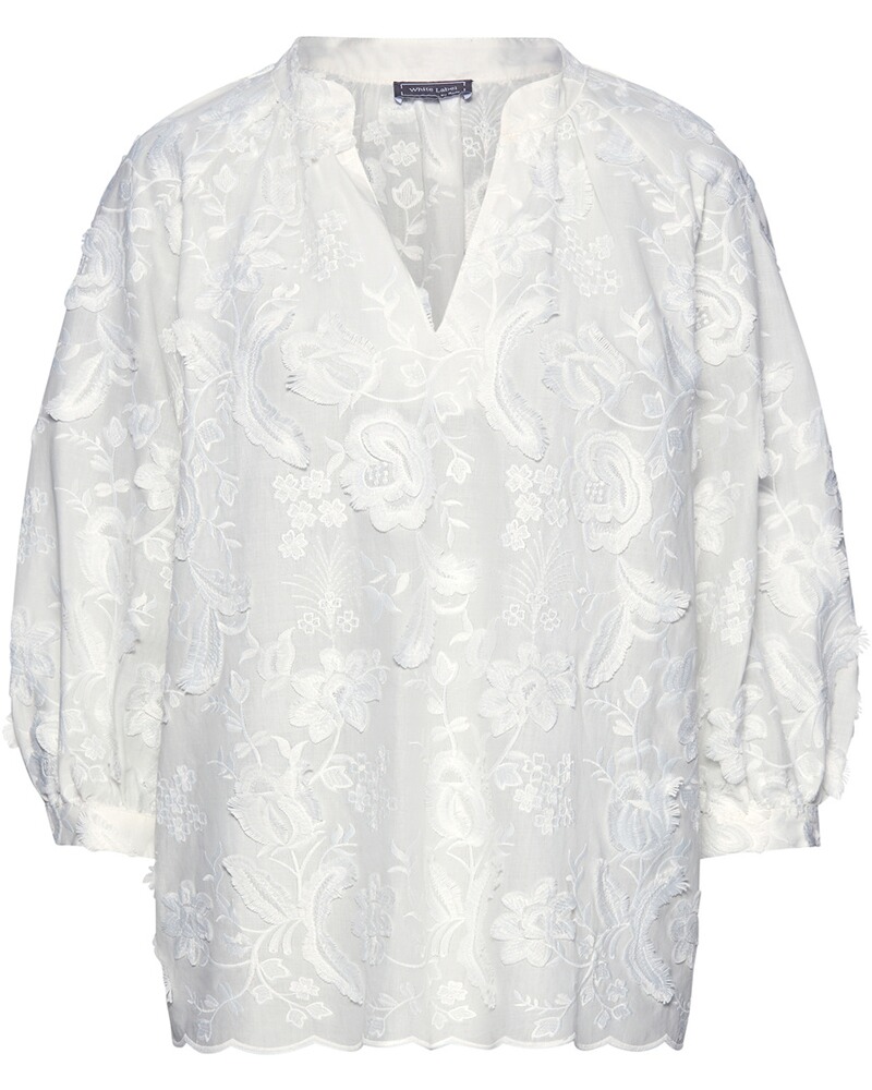 Schlupfbluse mit Blumenstickerei