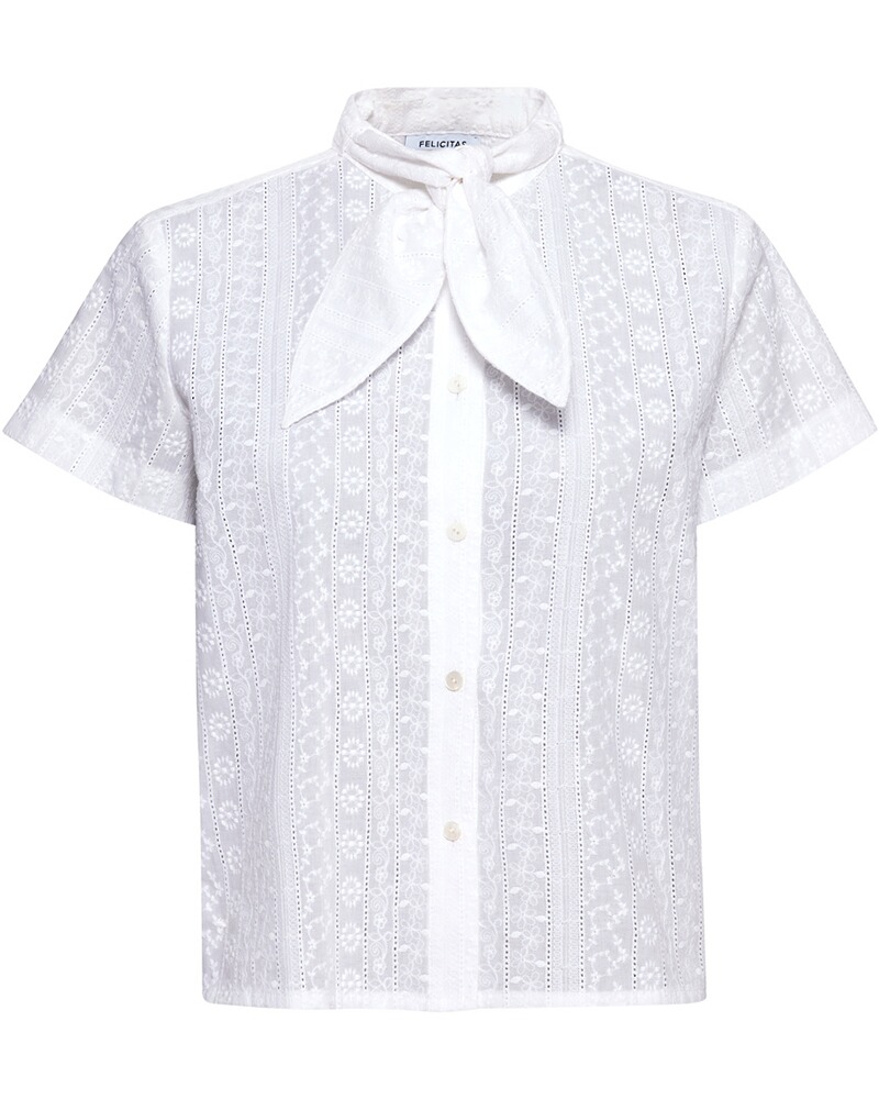 Kurzarm-Stehkragenbluse Beline