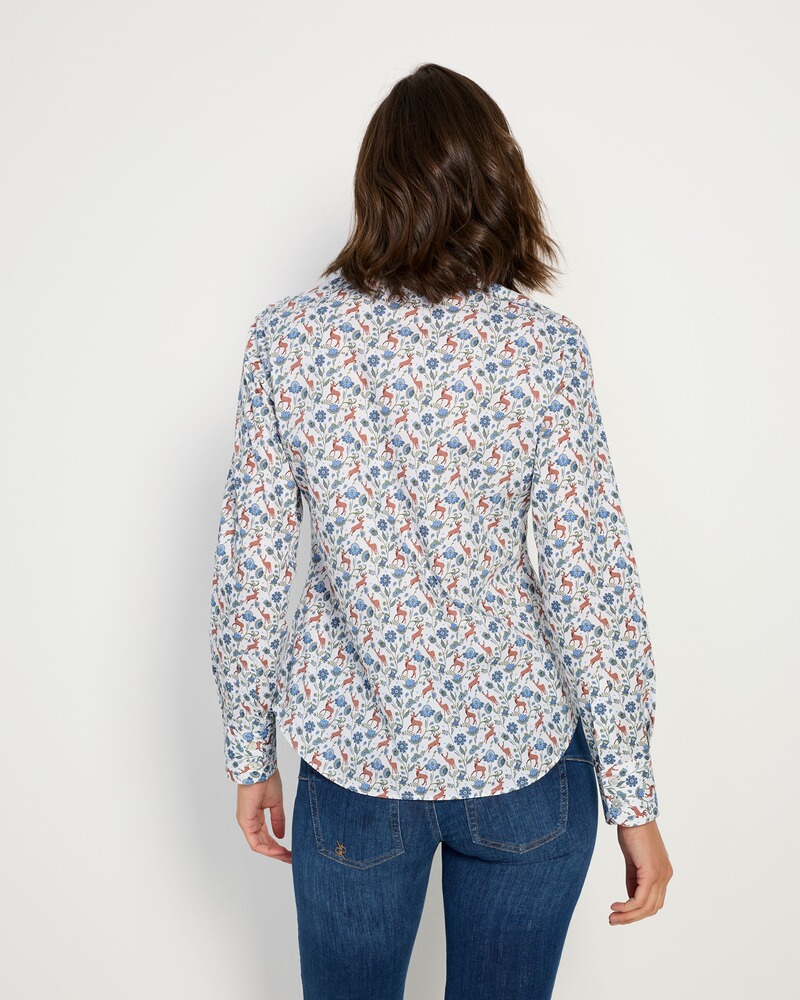 Popeline-Blumenbluse mit Hirschen, Luis Steindl