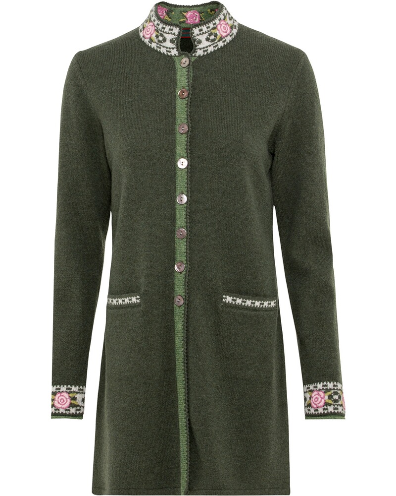 Lange Strickjacke mit Jacquard-Muster