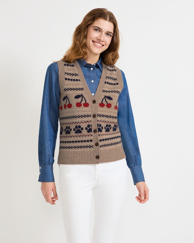 Jacquard-Strickweste, Brigitte von Schönfels