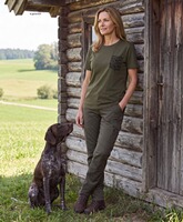 Damen T-Shirt Brusttasche Waldtiere, Parforce Essential