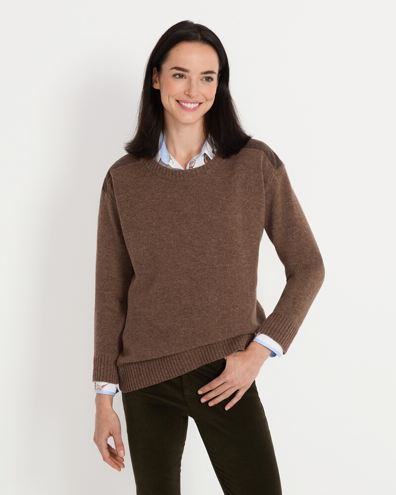 Pullover mit Cord-Patches, Brigitte von Schönfels