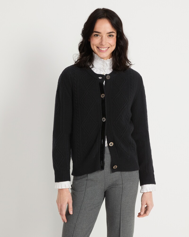 Strickjacke mit Samtband, REITMAYER