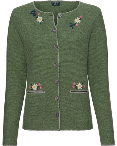 Links-Links-Strickjacke mit Blumenstickerei, Luis Steindl