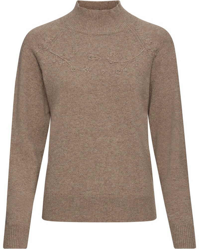 Stehkragenpullover mit Stickerei