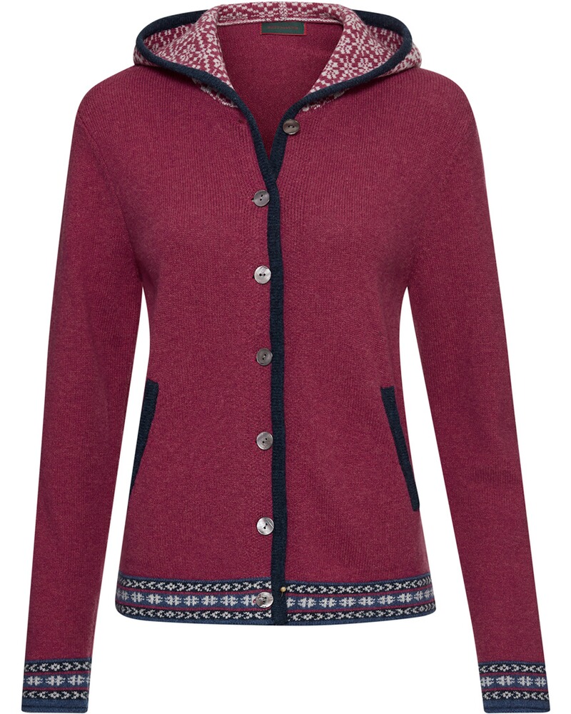 Kapuzen-Cardigan mit Jacquard-Muster