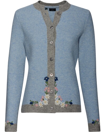 Linksstrickjacke mit Blümchen, Luis Steindl