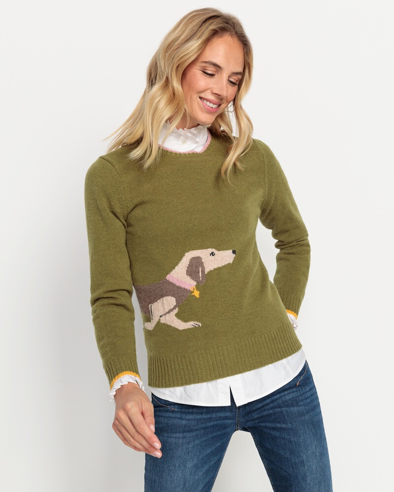 Pullover mit Dackelmotiv, Brigitte von Schönfels
