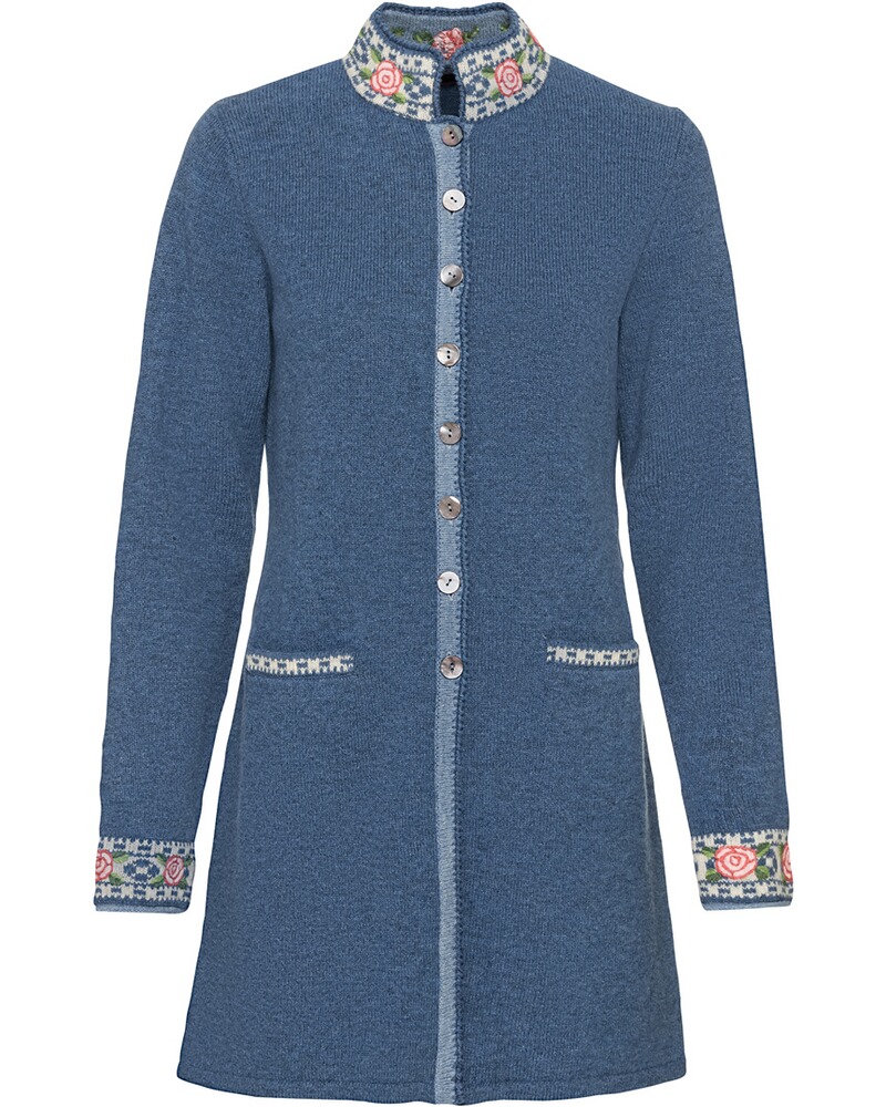 Lange Strickjacke mit Jacquard-Muster