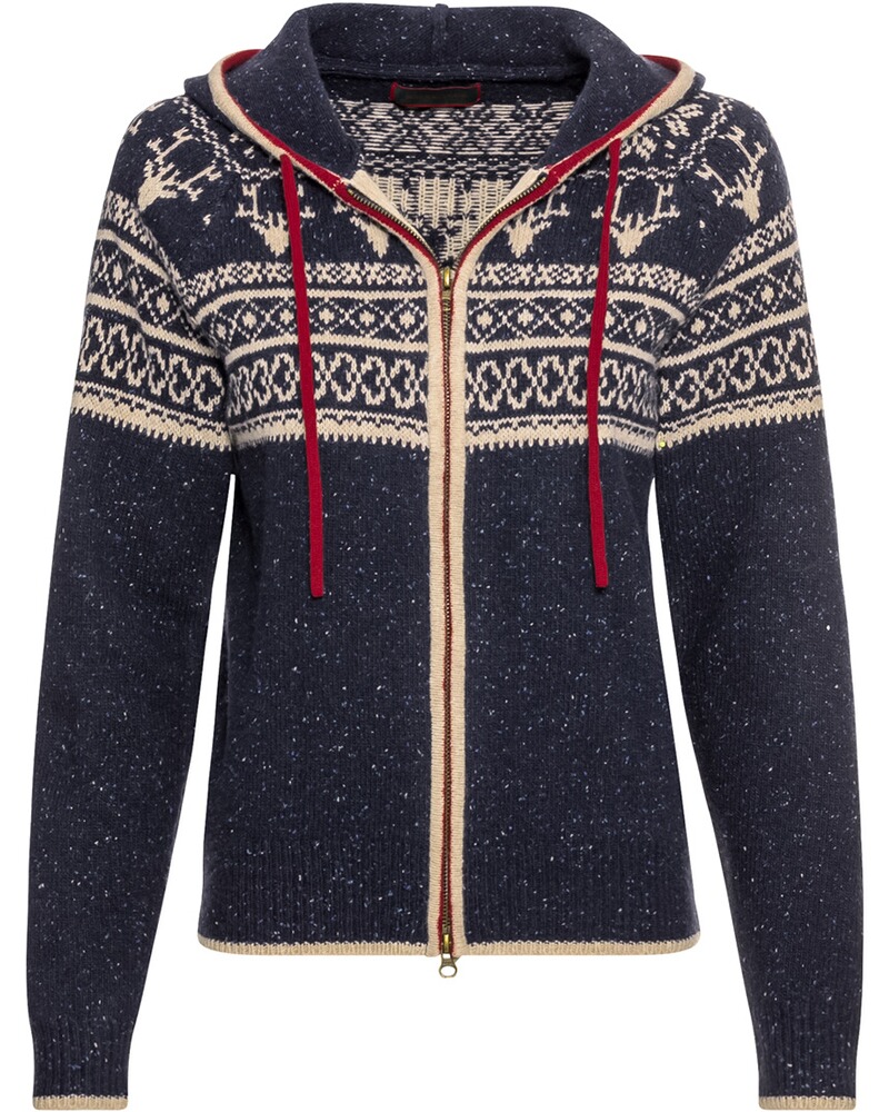Jacquard-Zipp-Strickjacke