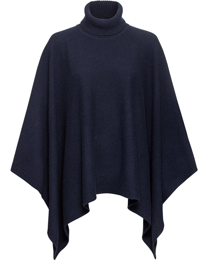 Strickponcho mit Rollkragen